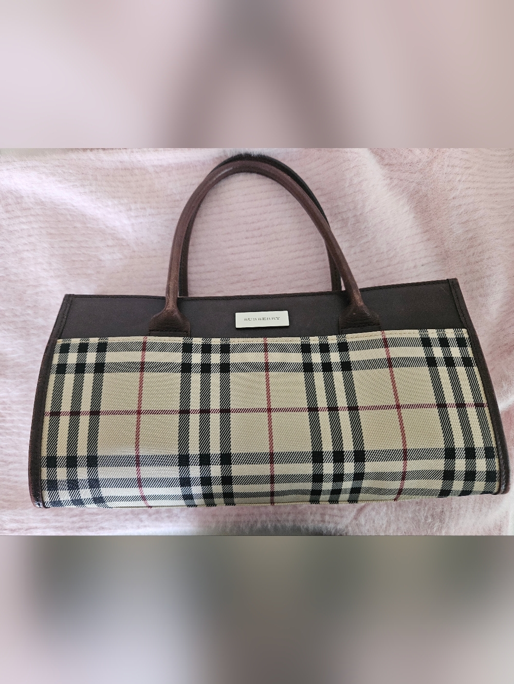BURBERRY Nova Check Bag Leather Trim
